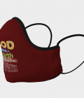 Reusable Face Mask - The God Polyester - Microtwill with 2 Filters Teens Small Maroon