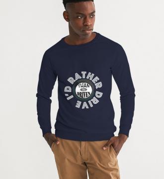 I'd rather Drive Long Sleeves Men's Graphic Sweatshirt Blue Size XS