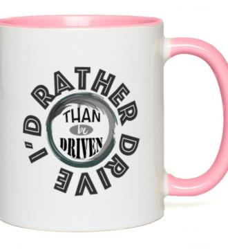 Ceramic Mug I'd Rather 11-Oz White with Pink Accent