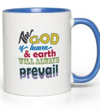 Ceramic Mug The God 11-Oz White with Blue Accent