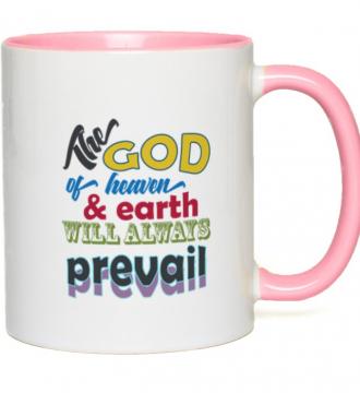 Ceramic Mug The God 11-Oz White with Pink Accent