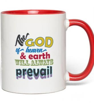 Ceramic Mug The God 11-Oz White with Red Accent