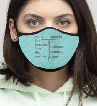 4-Piece Christ Our Redeemer - Quilted Classic Elastic Teal Face Mask
