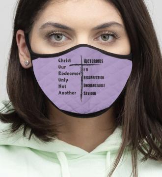 4-Piece Christ Our Redeemer - Quilted Classic Elastic Light Purple Face Mask