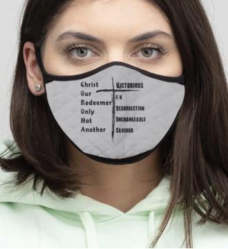 4-Piece Christ Our Redeemer - Quilted Classic Elastic Grey Face Mask