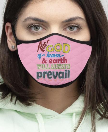 4-Piece God of Heaven - Quilted Classic Elastic Pink Face Mask