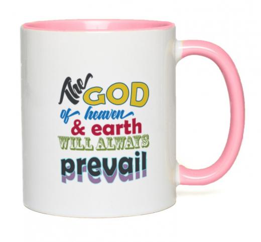 Ceramic Mug The God 11-Oz White with Pink Accent