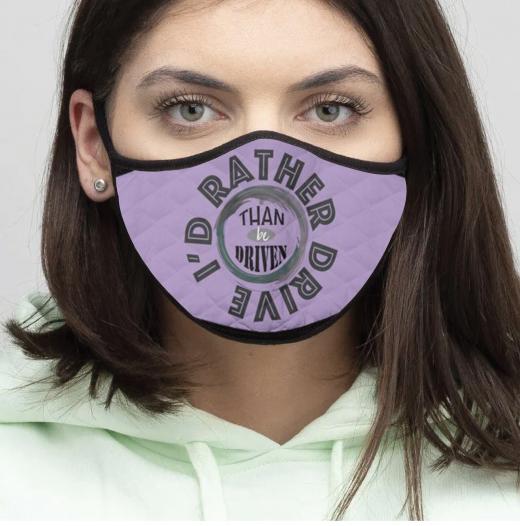 4-Piece I'd rather - Quilted Classic Elastic Light Purple Face Mask
