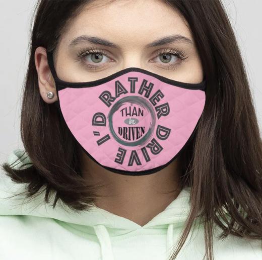4-Piece I'd rather - Quilted Classic Elastic Pink Face Mask