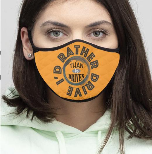 4-Piece I'd rather - Quilted Classic Elastic Orange Face Mask