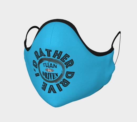 Reusable Face Mask - I'd Rather Polyester - Microtwill with 2 Filters Teens Small Blue