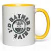 Ceramic Mug I'd Rather 11-Oz White with Yellow Accent